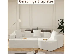 DripeX Sofá angular reto modular 307cm - de Veludo de canelura larga - 3 lugares - com 5 almofadas -^ Sofá