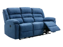 Discount Vente-unique Sofá articulado elétrico de 3 lugares em tecido BUROLO Azul