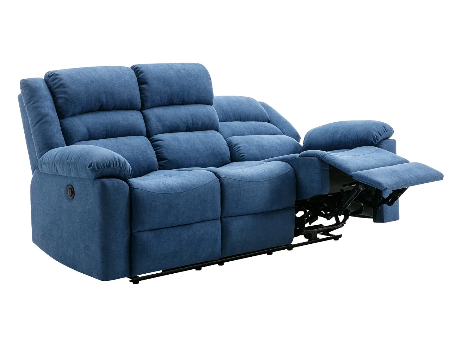 Discount Vente-unique Sofá articulado elétrico de 3 lugares em tecido BUROLO Azul