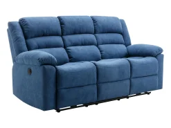 Discount Vente-unique Sofá articulado elétrico de 3 lugares em tecido BUROLO Azul
