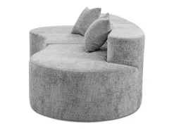 Habitat et jardin Sofá "Avola" em forma de vírgula com tecido texturado - 3 lugares - Cinza Cinzento