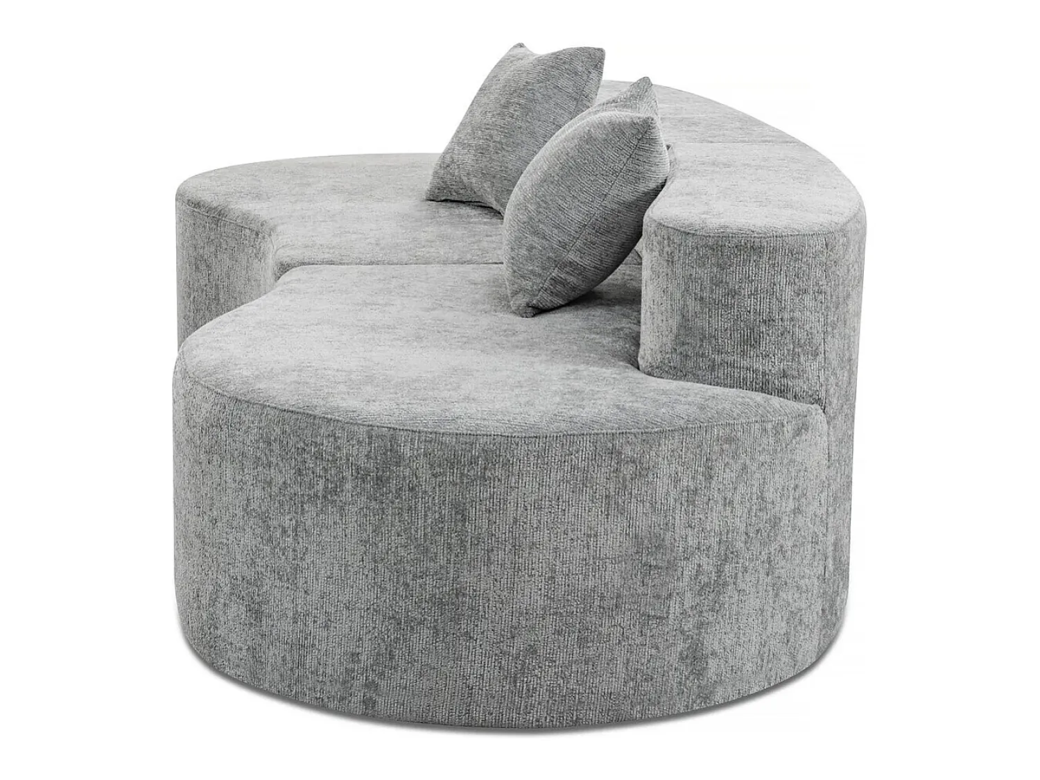 Habitat et jardin Sofá "Avola" em forma de vírgula com tecido texturado - 3 lugares - Cinza Cinzento
