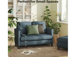 Sale DripeX Sofá de veludo de pelúcia , com assento profundo de 55 cm e apoios de braços - 128x78x89cm Azul