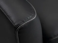 New Vente-unique Sofá BATUCO de 3 lugares em couro com debrum cinza. Preto