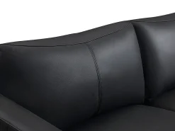 New Vente-unique Sofá BATUCO de 3 lugares em couro com debrum cinza. Preto