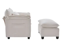 Sofá* Sofá com bolsos laterais e apoio para os pés - Chenille - para sala de estar e quarto Bege