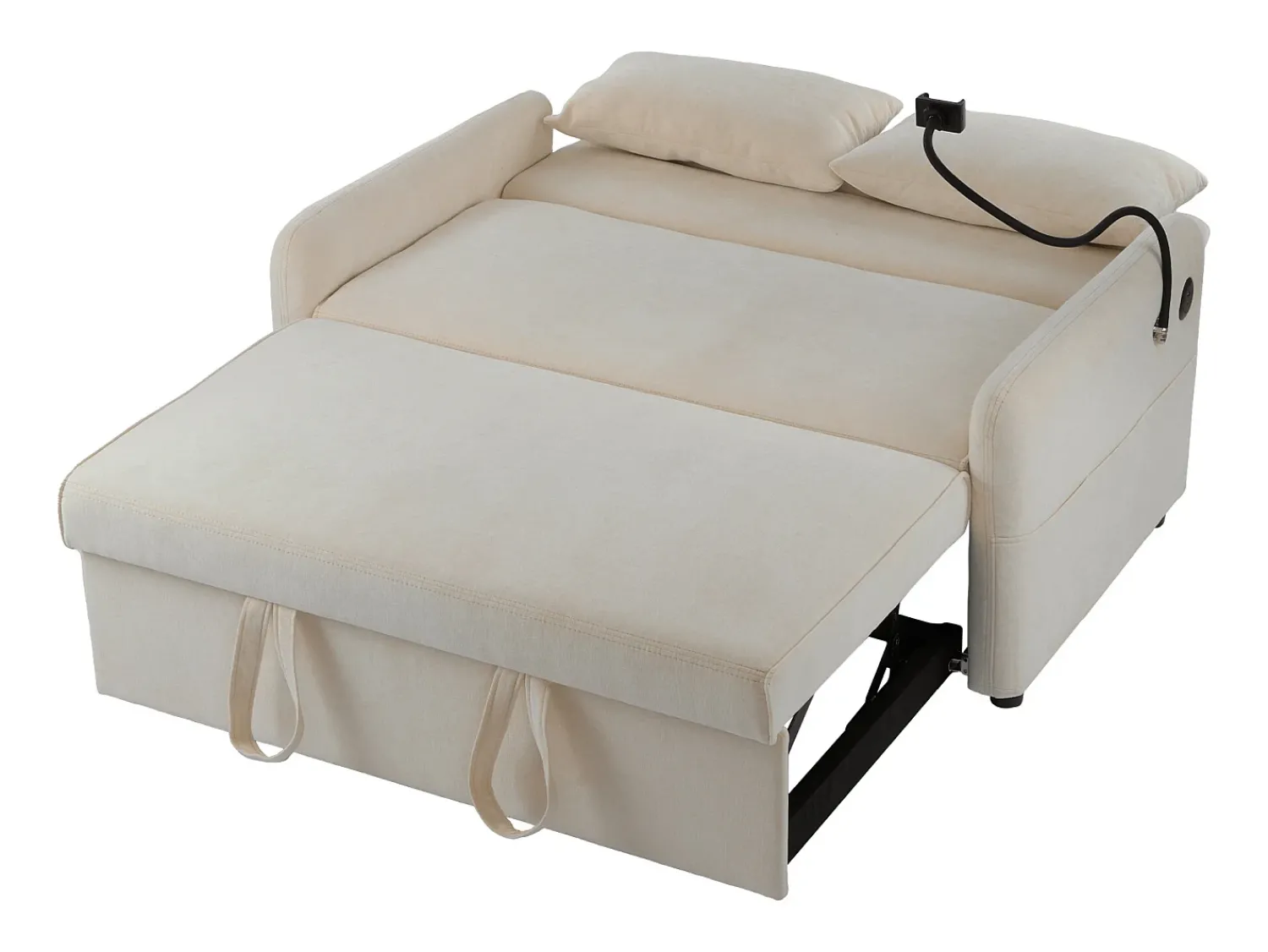 Sofá com suporte para telemóvel e bolso - encosto ajustável - para sala e quarto^ Sofá