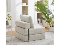 Sofá de 1 lugar - Sofá dobrável com encosto e almofadas - chenille^ Sofá