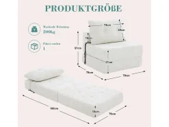 Sofá de 1 lugar - Sofá dobrável com encosto e almofadas - chenille^ Sofá