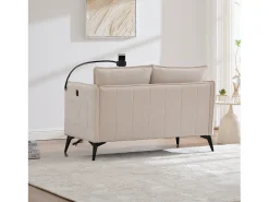Sofá de 2 lugares - com compartimentos laterais para arrumação e suporte para telemóvel - chenille - para sala de estar e quarto^ Sofá