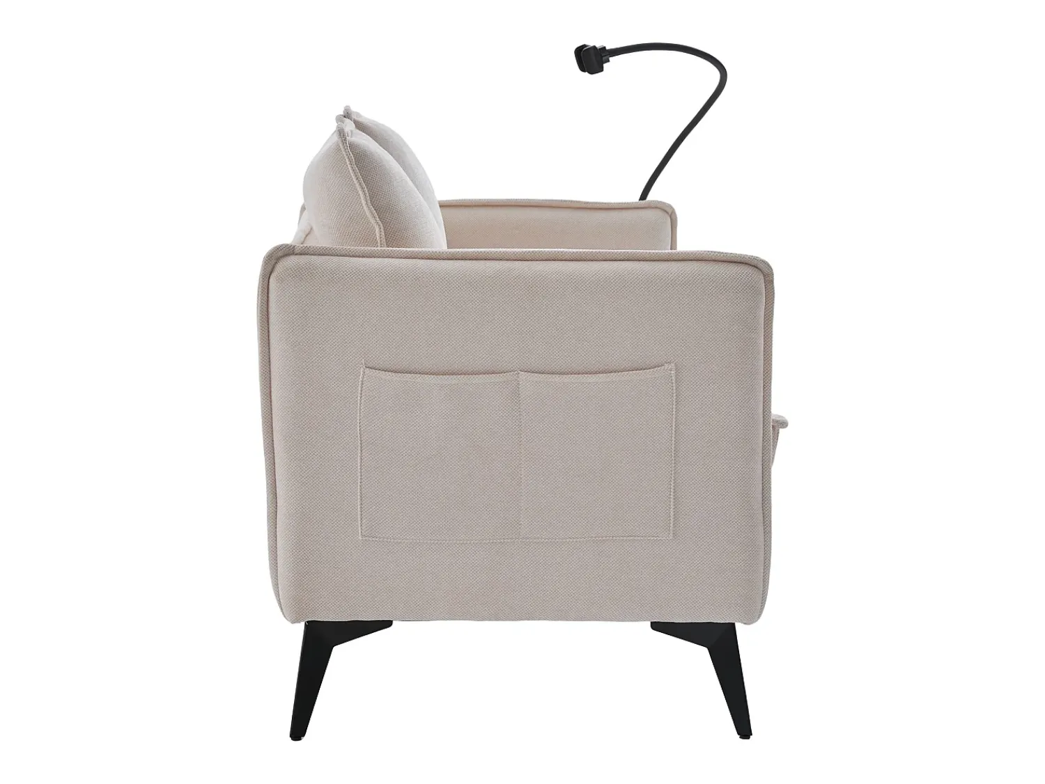Sofá de 2 lugares - com compartimentos laterais para arrumação e suporte para telemóvel - chenille - para sala de estar e quarto^ Sofá