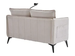 Sofá de 2 lugares - com compartimentos laterais para arrumação e suporte para telemóvel - chenille - para sala de estar e quarto^ Sofá