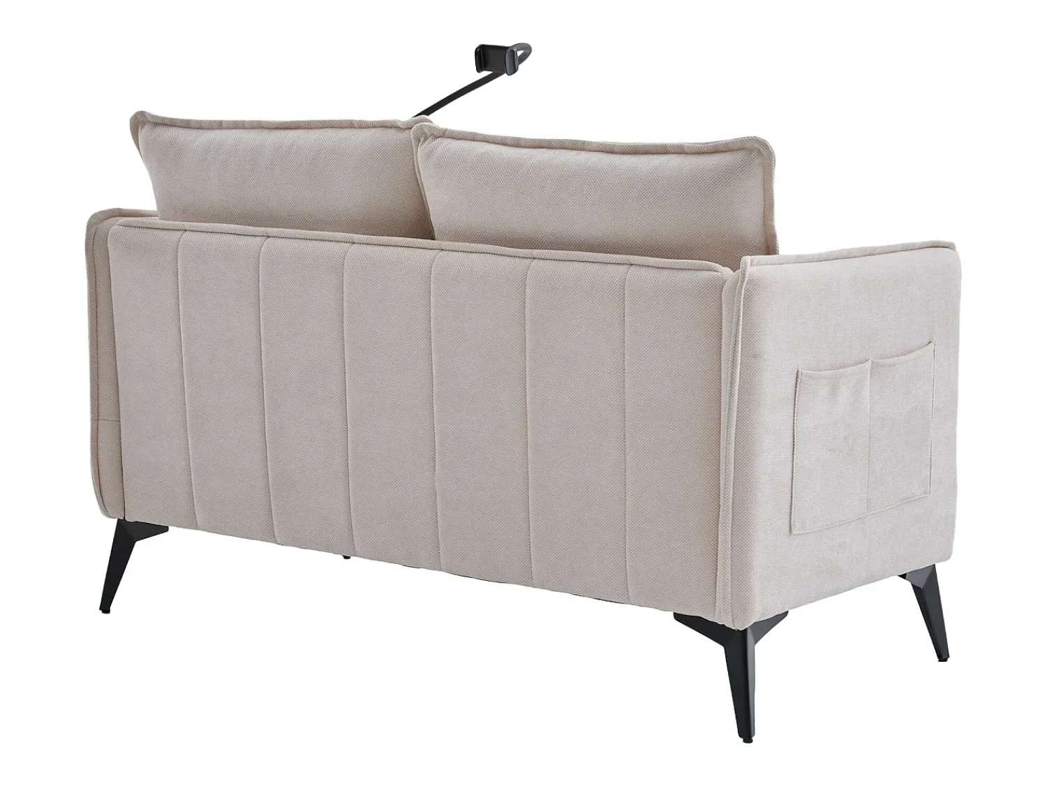 Sofá de 2 lugares - com compartimentos laterais para arrumação e suporte para telemóvel - chenille - para sala de estar e quarto^ Sofá