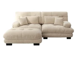 Sofá de 2 lugares - Sofá de canto com 2 almofadas lombares e 2 almofadas decorativas - apoios de braços e apoio para os pés - chenille^ Sofá