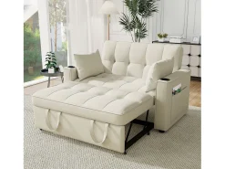 Sofá de 2 lugares - Sofá-cama com suporte para copos e bolso para arrumação - almofadas e rodízios^ Sofá