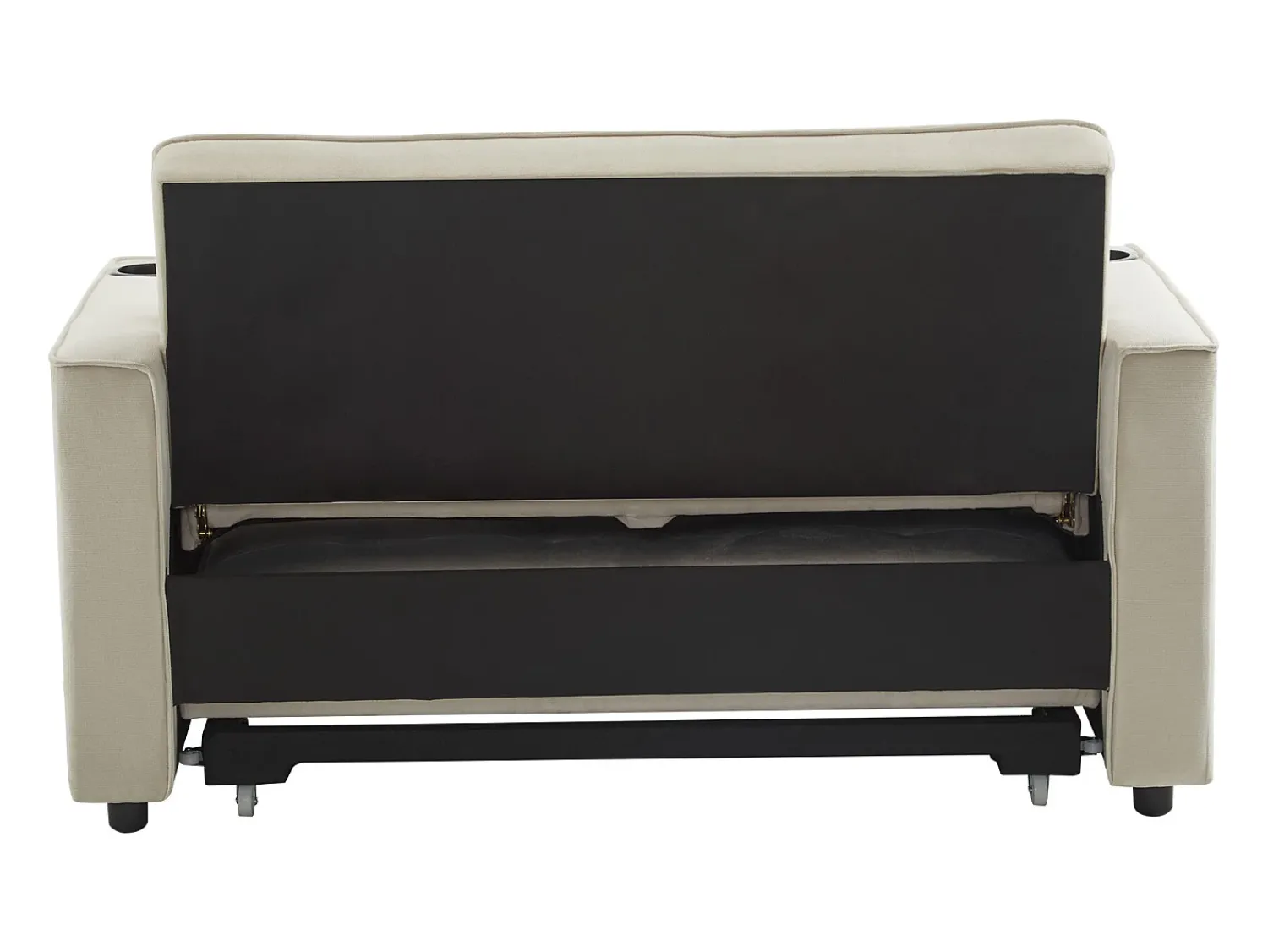 Sofá de 2 lugares - Sofá-cama com suporte para copos e bolso para arrumação - almofadas e rodízios^ Sofá