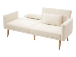 Outlet Sofá de 2 Lugares - Sofá com Pernas e Braços em Madeira - Adequado para Sala de Estar e Quarto Bege