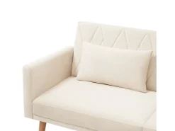 Outlet Sofá de 2 Lugares - Sofá com Pernas e Braços em Madeira - Adequado para Sala de Estar e Quarto Bege