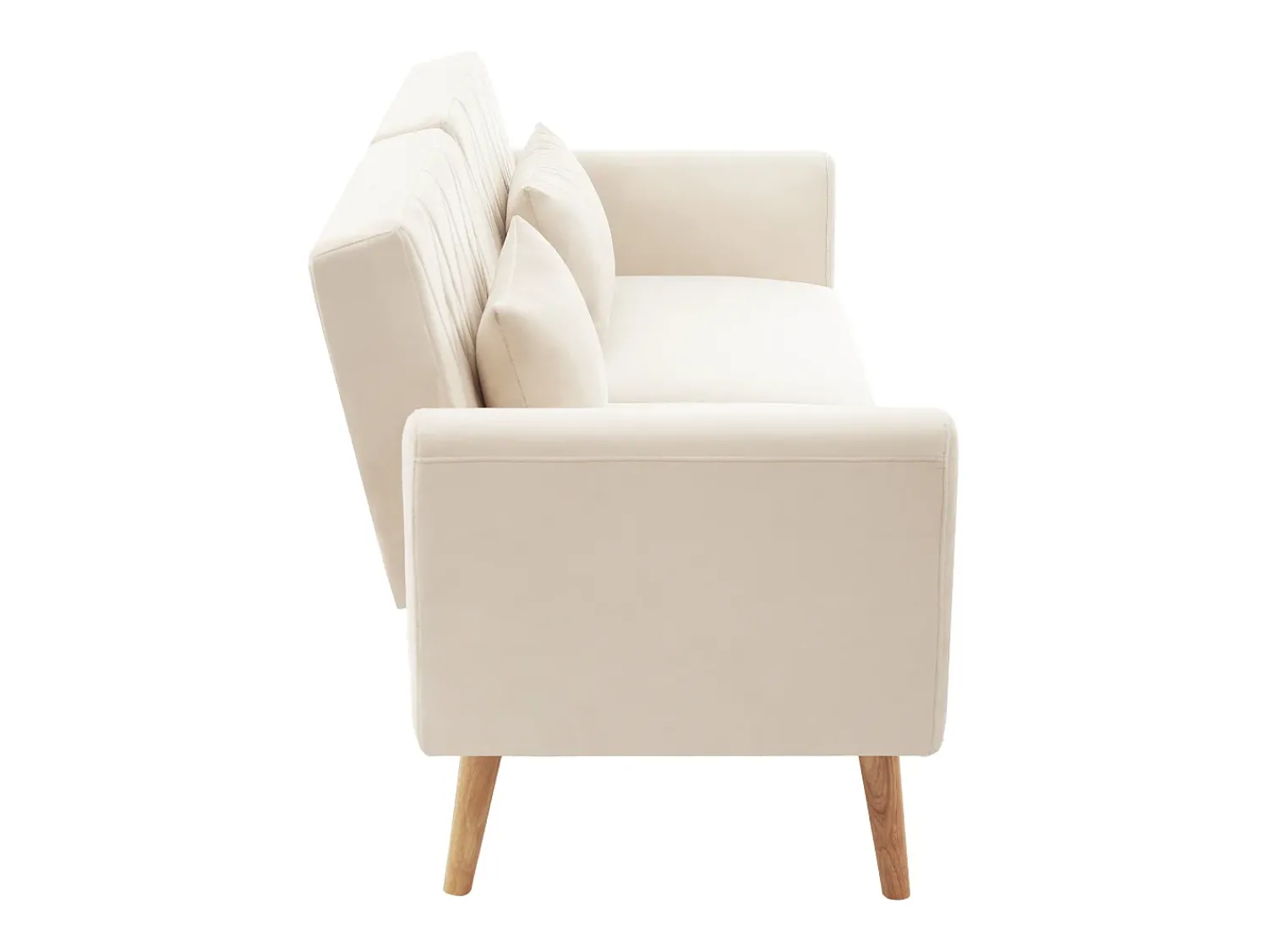 Outlet Sofá de 2 Lugares - Sofá com Pernas e Braços em Madeira - Adequado para Sala de Estar e Quarto Bege