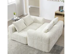 Sofá* Sofá de 2 lugares - Sofá reto com almofadas e compartimentos de arrumação - chenille - padrão neve Bege