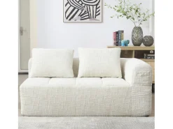 Sofá* Sofá de 2 lugares - Sofá reto com almofadas e compartimentos de arrumação - chenille - padrão neve Bege