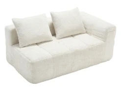 Sofá* Sofá de 2 lugares - Sofá reto com almofadas e compartimentos de arrumação - chenille - padrão neve Bege