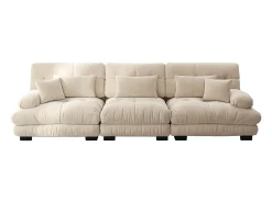 Sofá| Sofá de 3 lugares - Sofá reto com 3 almofadas lombares e 3 almofadas decorativas - chenille Bege