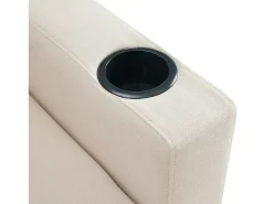 Sofá* Sofá de 3 lugares - Sofá de canto com 2 almofadas e suporte para copos - Bolsos laterais e arrumação - Algodão e linho Bege