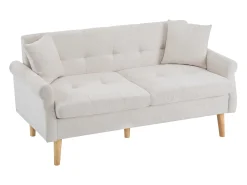 Best Sofá de 2 lugares - Sofá reto com duas almofadas e braços - chenile - para sala de estar e quarto Bege