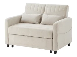 Sofá de 2 lugares - Sofá lounge com função de extensão e duas almofadas - encosto ajustável - tecido de algodão e linho^ Sofá