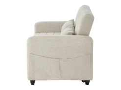 Sofá de 2 lugares - Sofá lounge com função de extensão e duas almofadas - encosto ajustável - tecido de algodão e linho^ Sofá