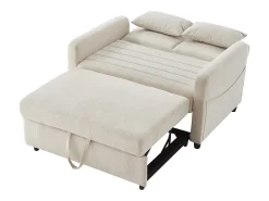 Sofá de 2 lugares - Sofá lounge com função de extensão e duas almofadas - encosto ajustável - tecido de algodão e linho^ Sofá