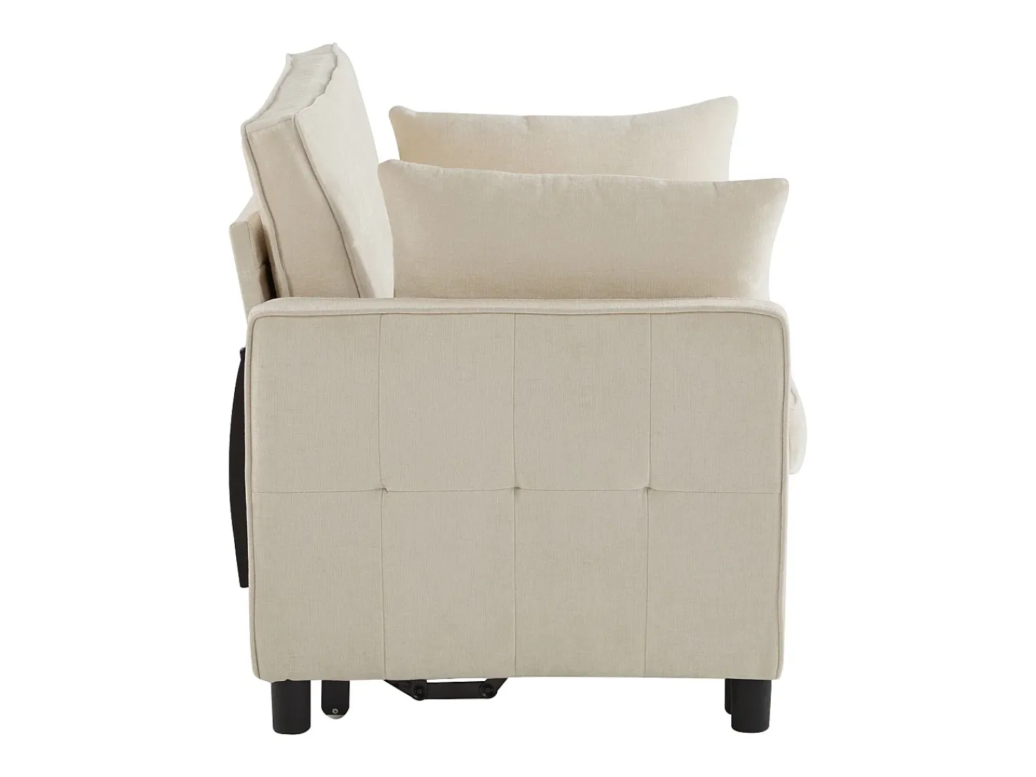 Sofá* Sofá de 2 lugares - Sofá de sala com encosto ajustável e função de cama retrátil - 2 almofadas e apoios de braços - chenille Bege