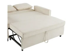 Sofá* Sofá de 2 lugares - Sofá de sala com encosto ajustável e função de cama retrátil - 2 almofadas e apoios de braços - chenille Bege