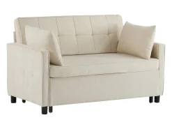 Sofá* Sofá de 2 lugares - Sofá de sala com encosto ajustável e função de cama retrátil - 2 almofadas e apoios de braços - chenille Bege