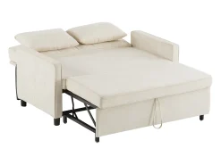 Sofá* Sofá de 2 lugares - Sofá de sala com encosto ajustável e função de cama retrátil - 2 almofadas e apoios de braços - chenille Bege