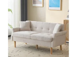 Hauss Spole Sofá de 2 lugares, tecido chenille, pernas em madeira, 162x74x77cm^ Sofá