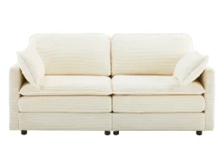 Sofá de 2 lugares - Sofá reto com encosto e almofadas - Veludo cotelê - para sala de estar e quarto^ Sofá