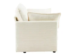 Sofá de 2 lugares - Sofá reto com encosto e almofadas - Veludo cotelê - para sala de estar e quarto^ Sofá