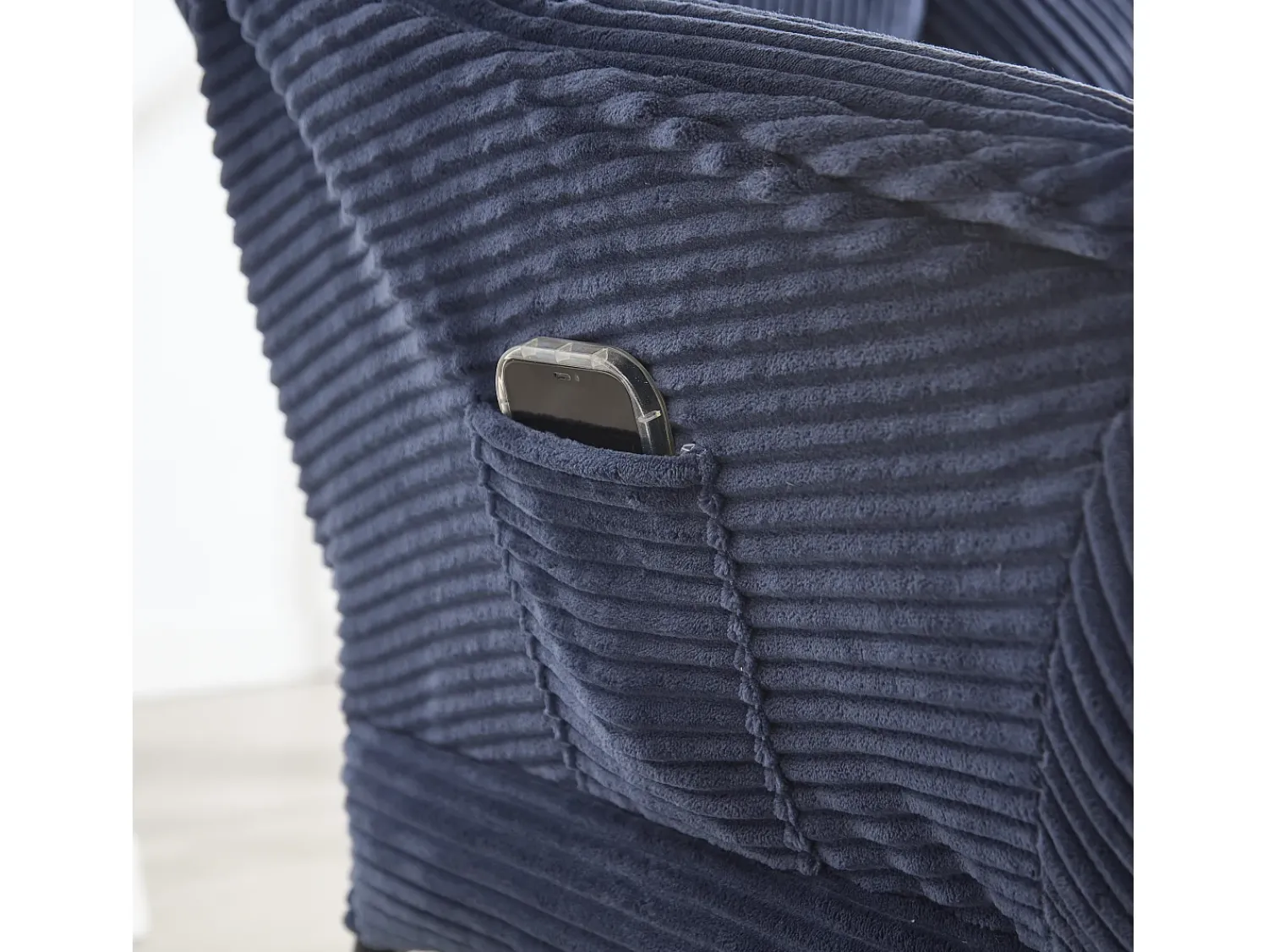 Poltrona|KOMHTOM Sofá cadeira com braços, bolsos laterais e apoio para os pés, marinho Azul