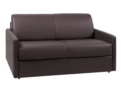 Clearance Vente-unique Sofá cama 2 lugares colchão de 18 cm pele sintética CALIFE Castanho