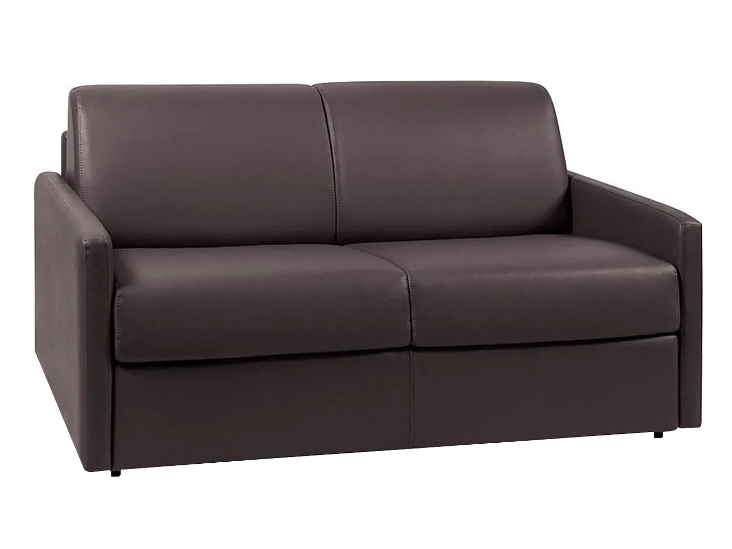 Clearance Vente-unique Sofá cama 2 lugares colchão de 18 cm pele sintética CALIFE Castanho