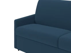 Discount Vente-unique Sofá cama 4 lugares colchão de 18 cm tecido cinzento CALIFE Azul escuro