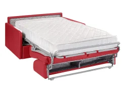 Sofá*Vente-unique Sofá cama 2 lugares colchão de 22 cm pele sintética vermelha CALIFE Vermelho