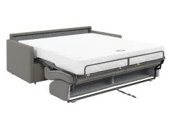 Sofá|Vente-unique Sofá cama 3 lugares colchão de 18 cm tecido cinzento CALIFE Cinzento claro