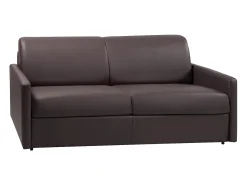 Vente-unique Sofá cama 4 lugares colchão de 18 cm pele sintética CALIFE^ Sofá