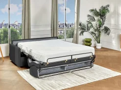 Sofá*Vente-unique Sofá cama 3 lugares colchão de 22 cm tecido CALIFE Cinzento