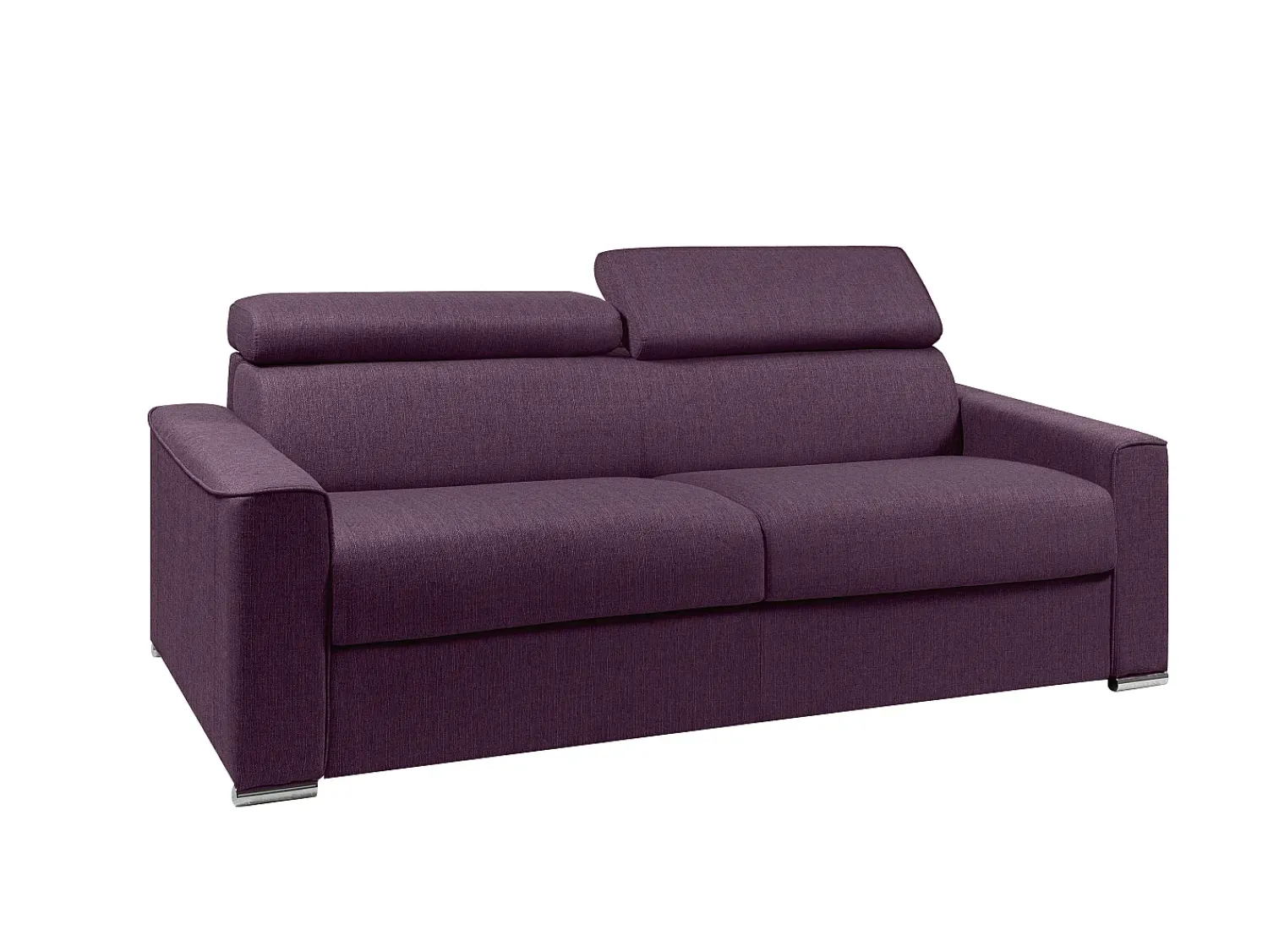 New Vente-unique Sofá cama 4 lugares colchão de 22 cm tecido cinzento VIZIR Violeta