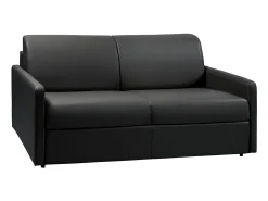 Sofá*Vente-unique Sofá cama 3 lugares colchão de 18 cm pele sintética preta CALIFE Preto