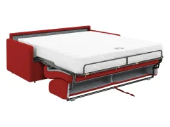 Sofá|Vente-unique Sofá cama 3 lugares colchão de 22 cm tecido cinzento CALIFE Vermelho